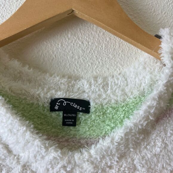 Art Class Fuzzy Striped Sweater Girl size 14/16 - Picture 4 of 5